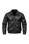 Men's Pu Leather Premium Bomber Coat Quilted Lined Leather Jacket Water and Wind Resistant