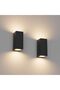 2 pieces black wall lamp modern, waterproof IP65 outdoor light, aluminum angular outdoor li