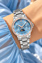 34 mm Case, Blue Dial, Functions Active, Full Steel (Case-Strap) 5 Atm Pool Sea Use, Moon Phase Display, Women's Wristwatch+Bracelet