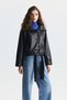 Wide Collar Faux Leather Jacket - 4