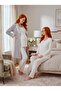New Season Gray Winter Shawl Collar Polka Dot Detailed Design with Breastfeeding Feature Long Sleeve 100% Cotton Maternity Pajama Set - 6