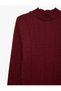 Long Sleeve Shimmering Ruffle Detailed High Neck Knit Sweater - 3