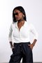 Ecru Buttoned Polo Collar Knitwear 5065 - 5