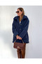 Women's long sleeve collared wellsoft coat with front button closure