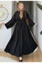 Black Double Abaya (Inner Dress with Zero Sleeves) Inner and Outer Set