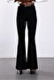Black Belted Stretch Fabric Spanish Fabric Trousers 2076 - 2