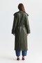 Textured Faux Leather Long Trench Coat - 6