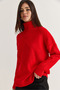 Women's Red Turtleneck Knitwear Sweater 20246916