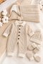 Girl Boy Unisex 5-Piece Luxury Knitwear Newborn Baby Hospital Discharge Set with Plush Lining and Blanket in Boxed Gift