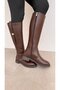Women's Boots with Side Belt Buckle Brown Leather - 7