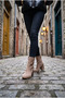 Women's Gold Zipper Detailed Thick Heeled Round Toe Ankle Boots - Calisto - Mink Suede - 5
