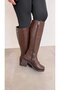Heeled Plain Women's Boots Brown Leather - 5