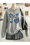 Women's Love and Hope Blue Heart Printed Crew Neck Sweatshirt - 2