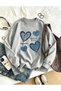 Women's Love and Hope Blue Heart Printed Crew Neck Sweatshirt - 3