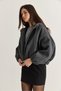 Women's Anthracite Hooded Lined Pocket Detailed Bomber Cut Zippered Cashmere Coat 7053 60286642 - 5
