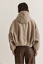 Women's Beige Hooded Lined Pocket Detailed Bomber Cut Zippered Cashmere Coat 7053 60286642 - 8