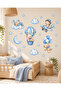 Blue Tone Bears Children's and Baby's Room Wall Door Glass Sticker Set - 3