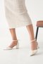Women's White Pearl Decorated Pointed Toe Wedding Dress Shoes - 7