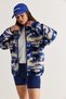 Women's Navy Blue-Cream Patterned Stand Collar Pocket Detailed Ribbed Zippered Fleece Sweatshirt 4219 60286646 - 3