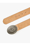 Suede Look Oval Ethnic Buckle Detailed Belt - 3