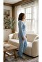 Women's Winter Plus Size Embroidered Patterned Collar Buttoned Long Sleeve Pajama Set - 3
