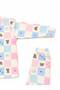 Girl's Teddy Bear Patterned Pink and Blue Checkered Long Sleeve Pajama Set - 5