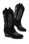 Women's Black Western Printed Thick Heeled Cowboy Boots Sara