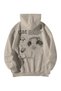 Unisex Cream Oversize Hoodie - What Is Cat Printed 3 Thread Yarn Hooded Sweatshirt