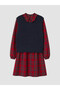 Esvab • Modern & Distinctive Checkered Embroidered Girls' Dress and Sweater