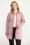 Houndstooth Patterned Long Knit Cardigan - Coral - 2