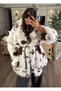 Oversize Bambi Patterned Belted Premium Fur Coat