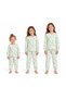 Girl's Star Patterned Mint Green Long Sleeve Pajama Set