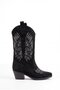 Women's Black Western Printed Thick Heeled Cowboy Boots Sara - 4