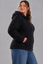 Curve Women's Plus Size Winter Hooded Pocket Zipper Black Plush Fleece Sweatshirt - 6