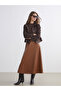 Quality Pieces from Çelebi Store: Leather Look Flared Skirt with Waist Cord - 2