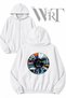 Pink Floyd Cd Back Printed Zippered Hooded White Cardigan (2 Yarn)