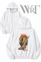 Gojira Whale Back Print Zippered Hooded White Cardigan (2 Yarns)