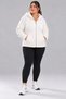 Curve Women's Plus Size Winter Hooded Pocket Zippered Navy Blue Plush Fleece Sweatshirt - 4