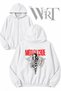 Motley Crue Snake Back Print Zippered Hooded White Cardigan (2 Yarn)