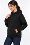 Soft Puff Fabric Women's Black Color Sweatshirt with Side Pockets - 2