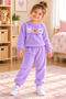 Girl's Plush Pajama Set with Cute Animal Figures - Top and Bottom Set