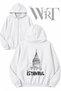 Istanbul Galata Tower Back Printed Zippered Hooded White Cardigan (2 Yarns)
