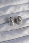 Brass Silver Color Serrated Minimal Convex Design Earrings -