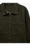 Classic Collar Long Sleeve Zippered Gabardine Shirt Jacket with Pockets - 3
