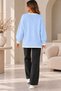 Women's Ecru Black Garnished Knitwear Sweater Oversize Relaxed Cut Long Sleeve Crew Neck Casual Sweater - 4