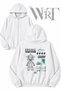 Project Shadow Sonic Back Printed Zippered Hooded White Cardigan (2 Yarn)