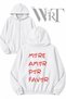 More Amor Por Favor Back Printed Zippered Hooded White Cardigan (2 Yarns)