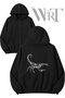 Scorpion Back Printed Zippered Hooded Black Cardigan (2 Yarns)