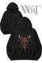 Viking Samurai Back Printed Zippered Hooded Black Cardigan (2 Yarns)