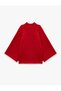 Wide Long Raglan Sleeves High Neck Knit Sweater - 2